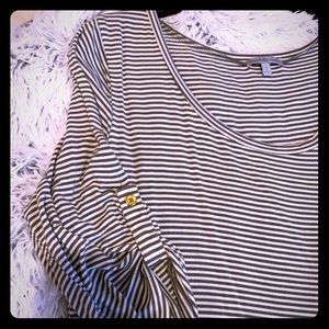 Striped Arm Scrunched Blouse